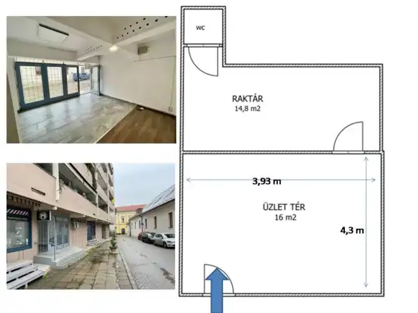 Kiadó újszerű üzlethelyiség utcai bejáratos, Eger 2 szoba 27 m² 150 E Ft/hó